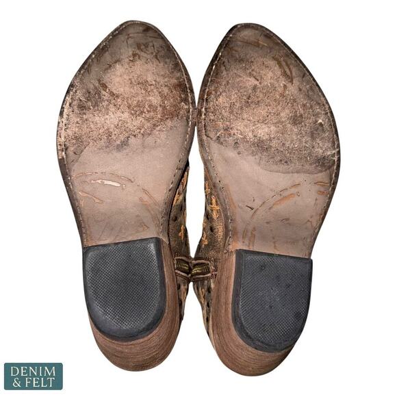 Liberty Black Vintage Canela Studded Leather Boots Brown Distressed Booties - Picture 11 of 16